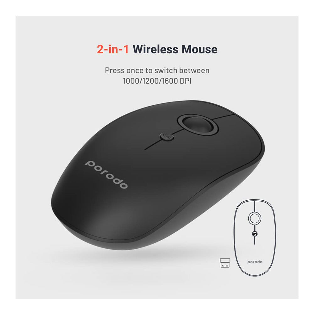 Porodo 2 in 1 Wireless Bluetooth Mouse