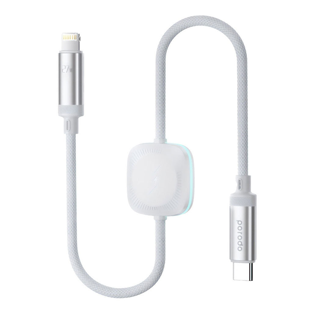 Porodo 27W Cable with Wireless Watch Charger|PD-2N1CLWC-WH