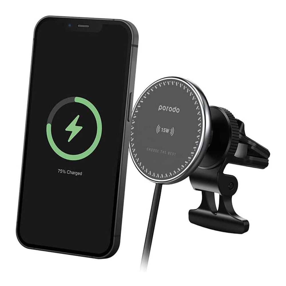 Porodo, 3 In 1 Magnetic Car Charger Mount 15W With 20W PD Car Charger