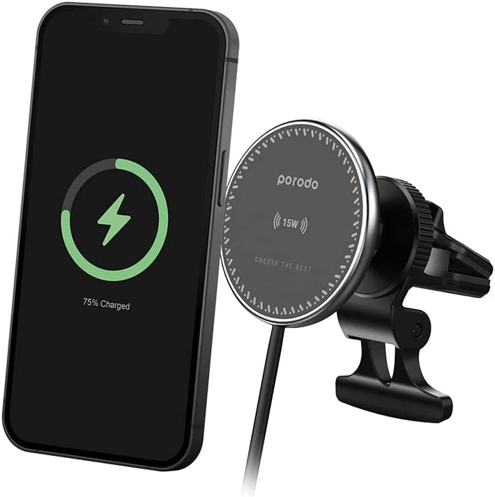 Porodo, 3 In 1 Magnetic Car Charger Mount 15W With 20W PD Car Charger