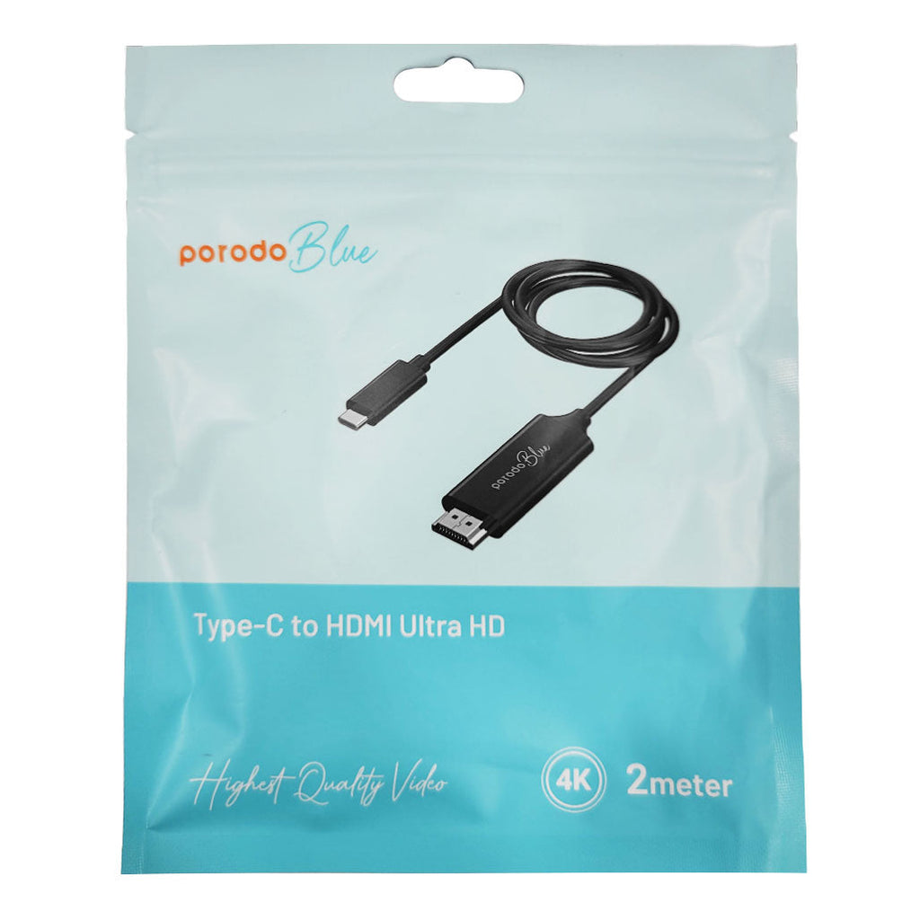 Porodo Blue PB-HDC2M-BK Type-C to HDMI Ultra HD 4K 2m
