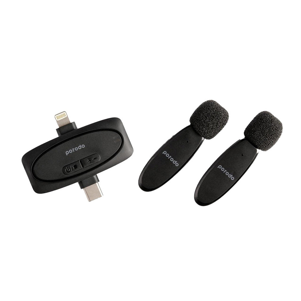 Porodo Dual Connector Lavalier Dual Wireless Mic