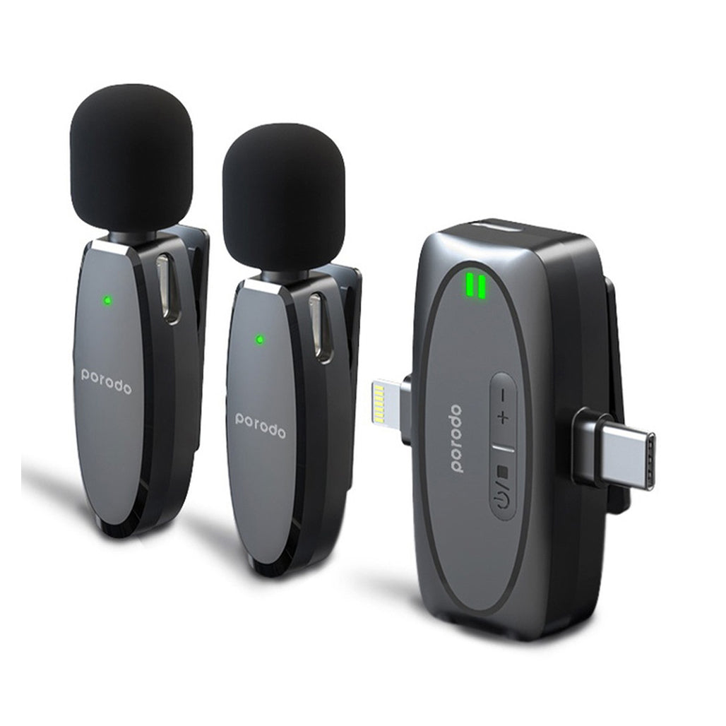Porodo Dual Connector Lavalier Microphone Dual Mic