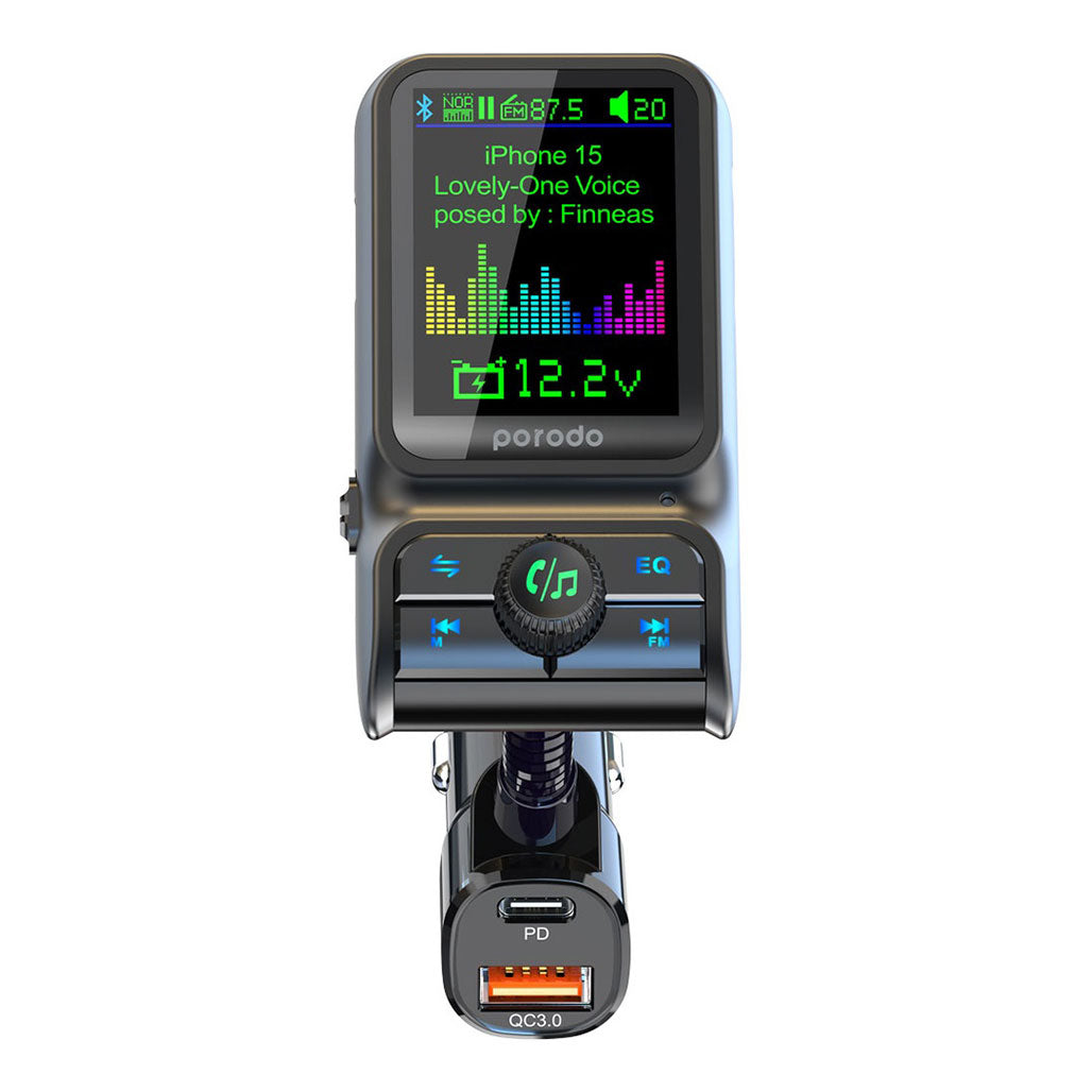 Porodo Dual Port Car Charger FM Transmitter PD 36W|Black