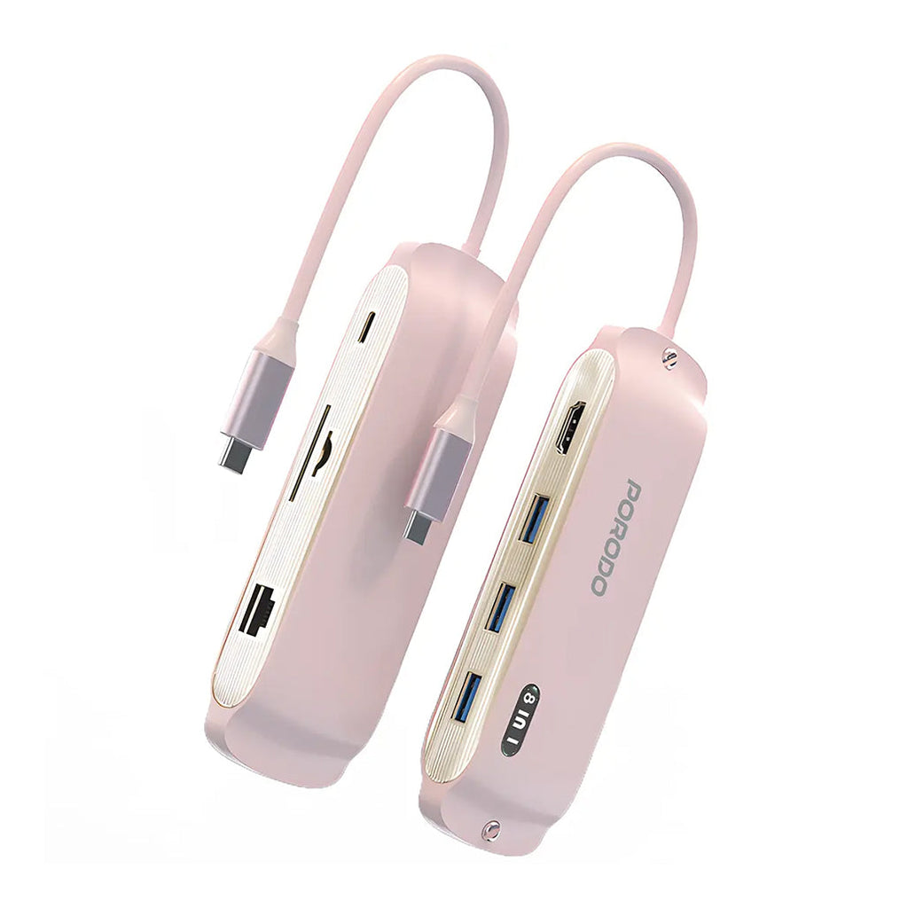 Porodo Malone Multi-Port USB-C Hub - Pink