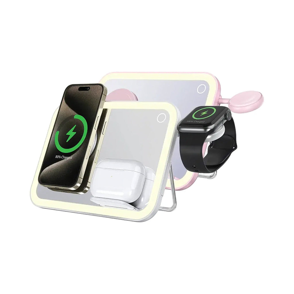 Porodo Multi-Device Wireless Charging Mirror with LED Lights