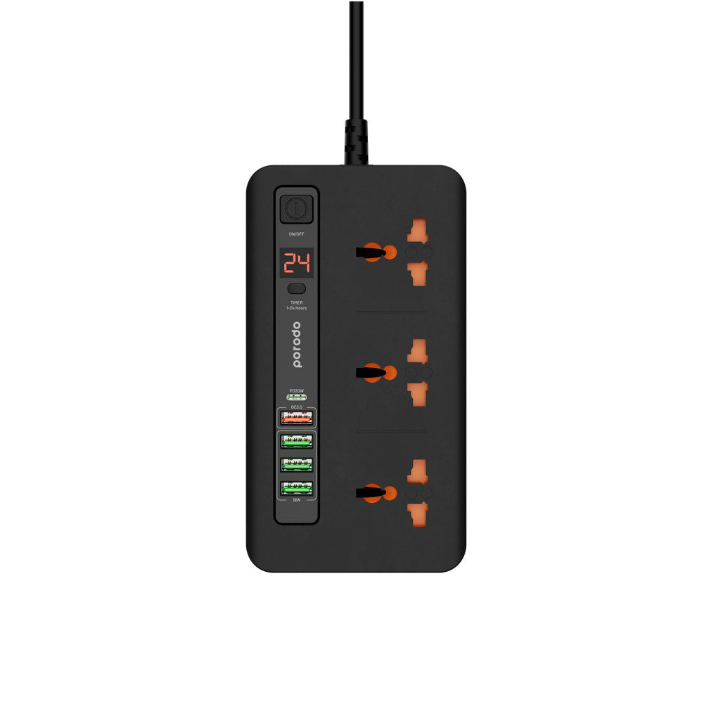 Porodo PD-FWCH013-BK Multi-Port Power HUB