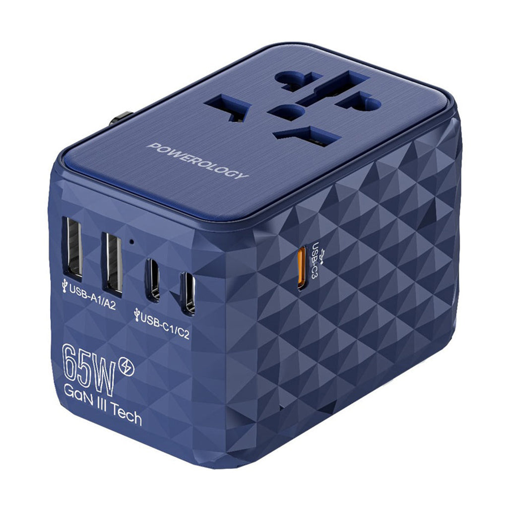 Powerology Universal Multi-Port Travel Adapter PD 65W | P65W3PD