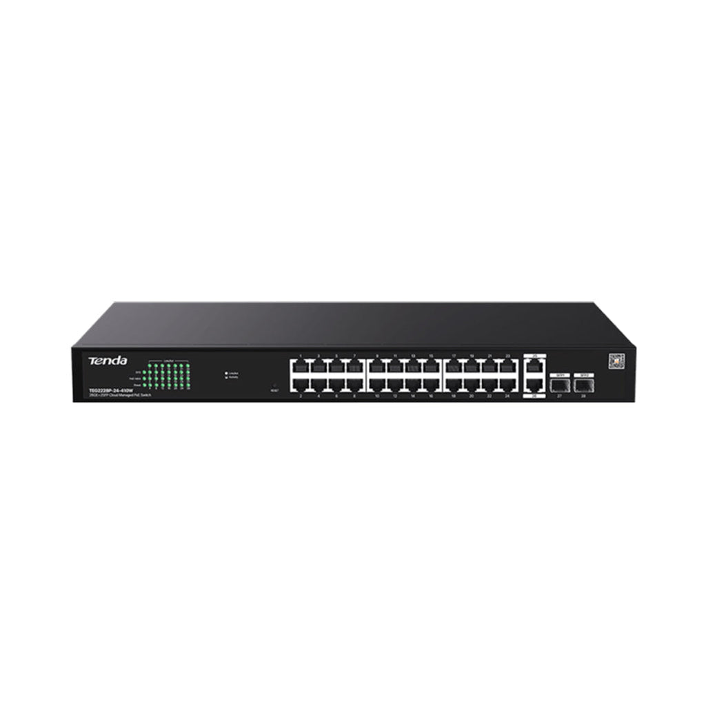 Tenda Switch Poe 28 Ports Gigabit (24 POe, 2 GE SFP) Teg2228P-24-410W Cloud managed Rack
