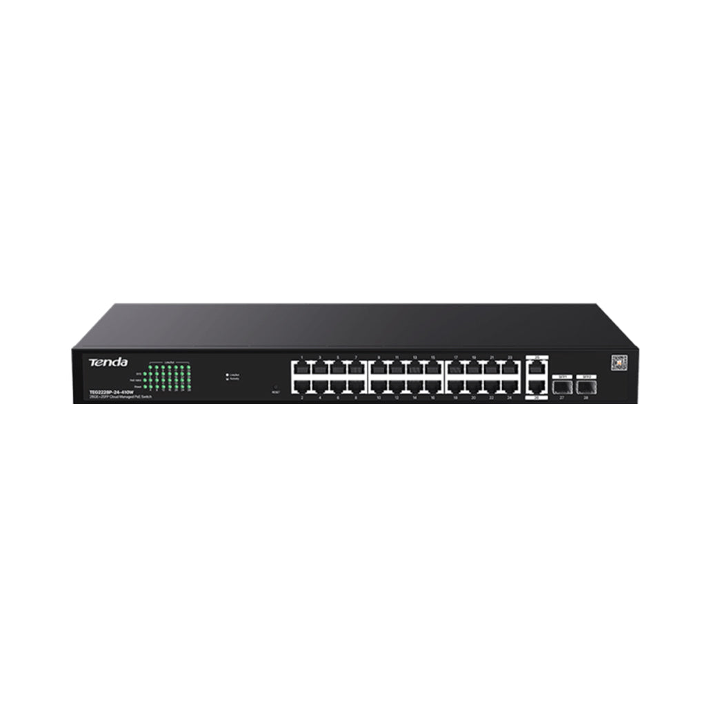 Tenda Switch Poe 28 Ports Gigabit (24 POe, 2 GE SFP) Teg2228P-24-410W Cloud managed Rack