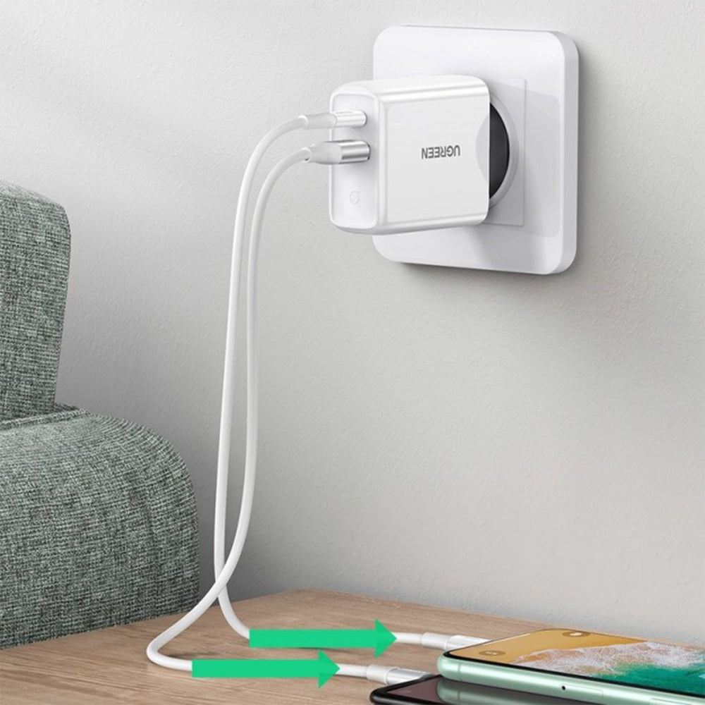 UGREEN Dual Port USB-C & USB-A Smart & Fast Charger Adapter | 60468