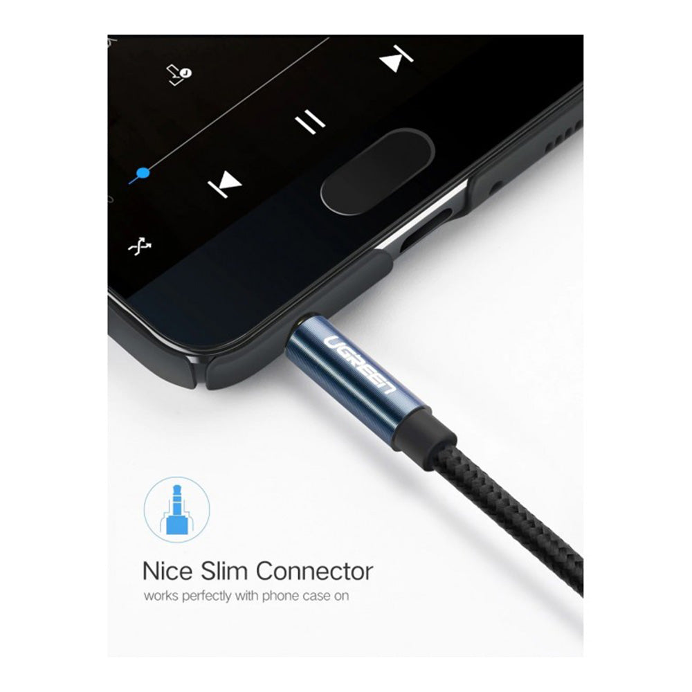UGREEN AUX Cable, 3.5MM Male To 3.5MM Male Braided Cable, Gold Plated, Metal Case