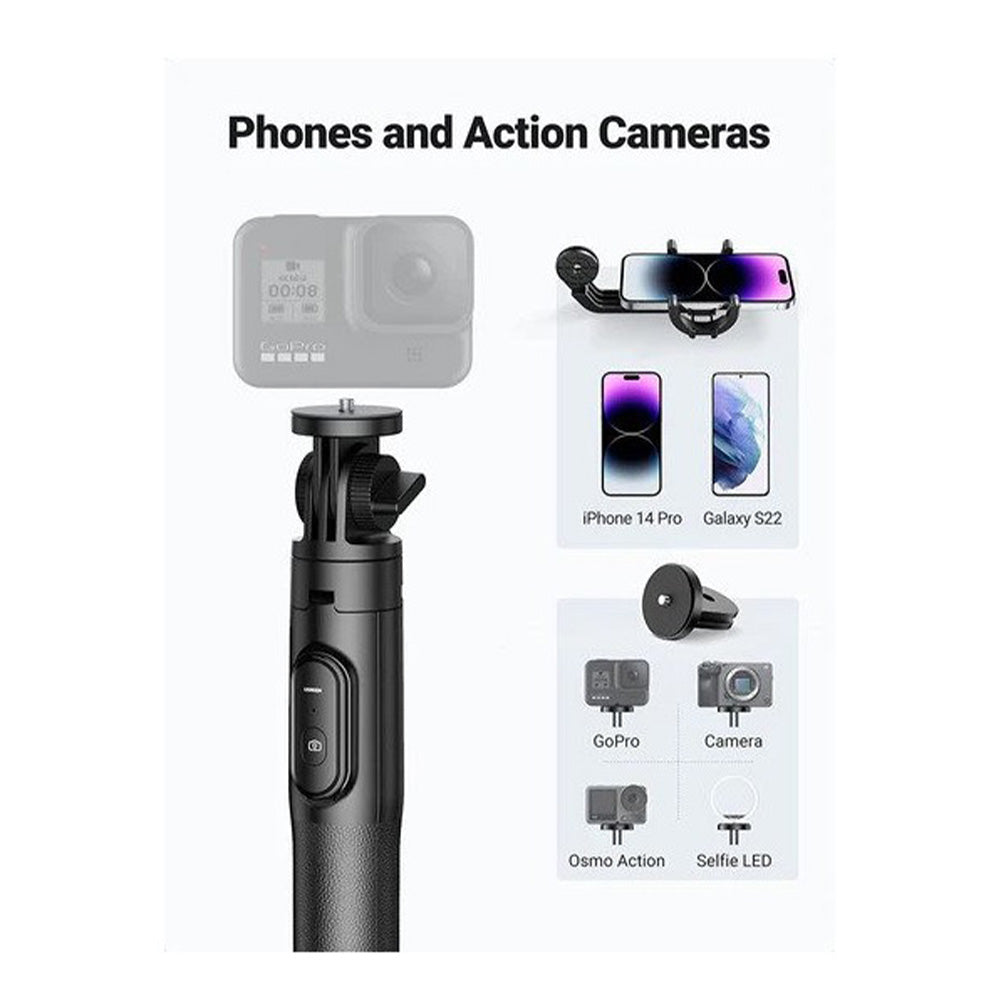 UGREEN Dual Function Selfie Stick & Tripod with Bluetooth Remote, Adjustable Height form 30.5cm to 157cm - LP586 15062