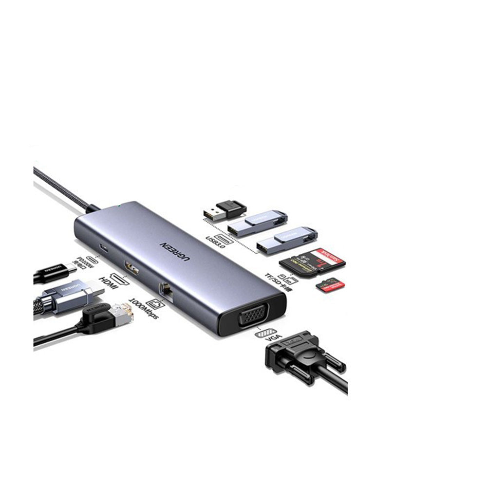 UGREEN 9-in-1 USB-C Hub (3x USB3.0 + USB-C + 4K HDMI + VGA + RJ45 Ethernet + PD 100W + SD + TF)