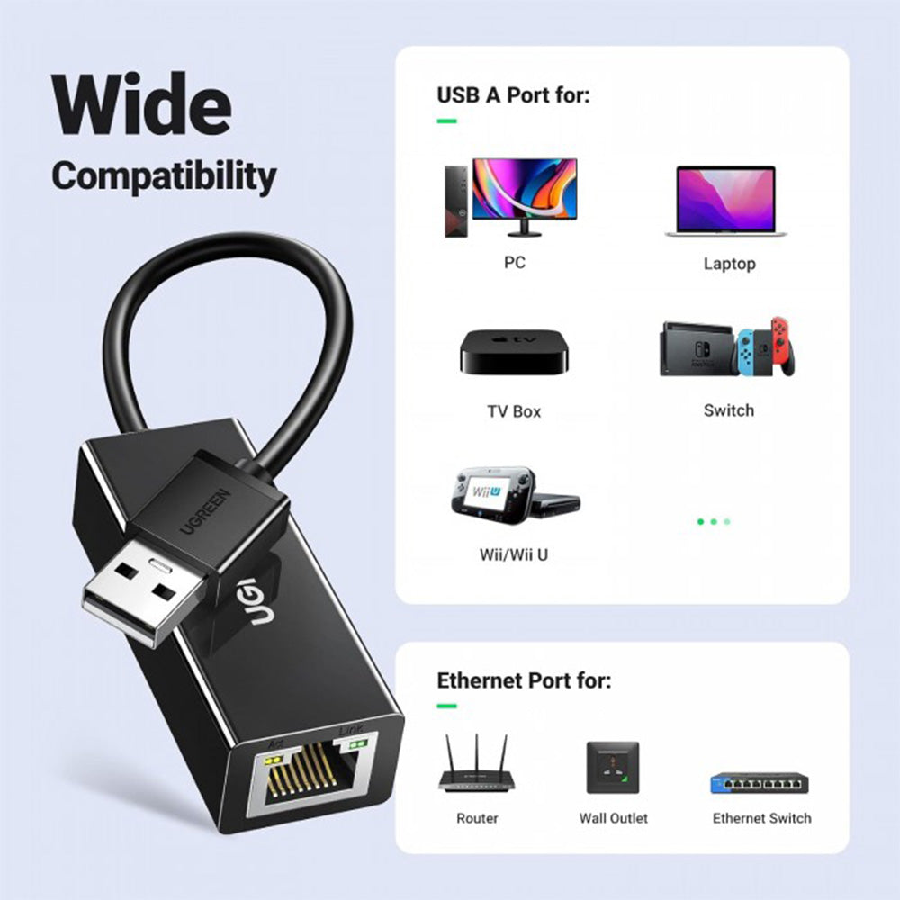 UGREEN USB to Ethernet Adapter RJ45 Wired LAN Adapter | 20254