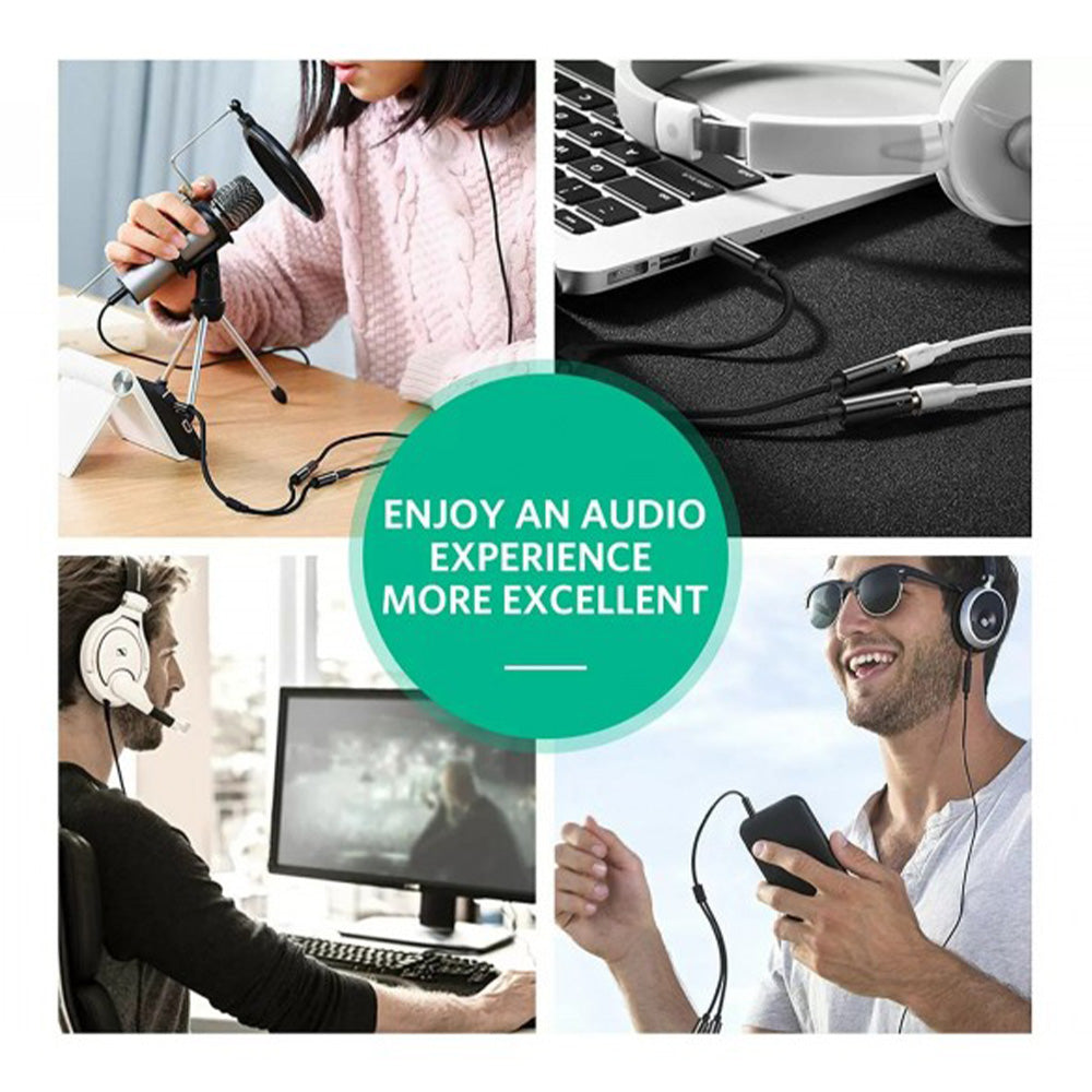 UGREEN Cable Audio Splitter 3.5Mm Male To 2 Female 3.5Mm Braid, Connects Audio , Mic At The Same Time 30620