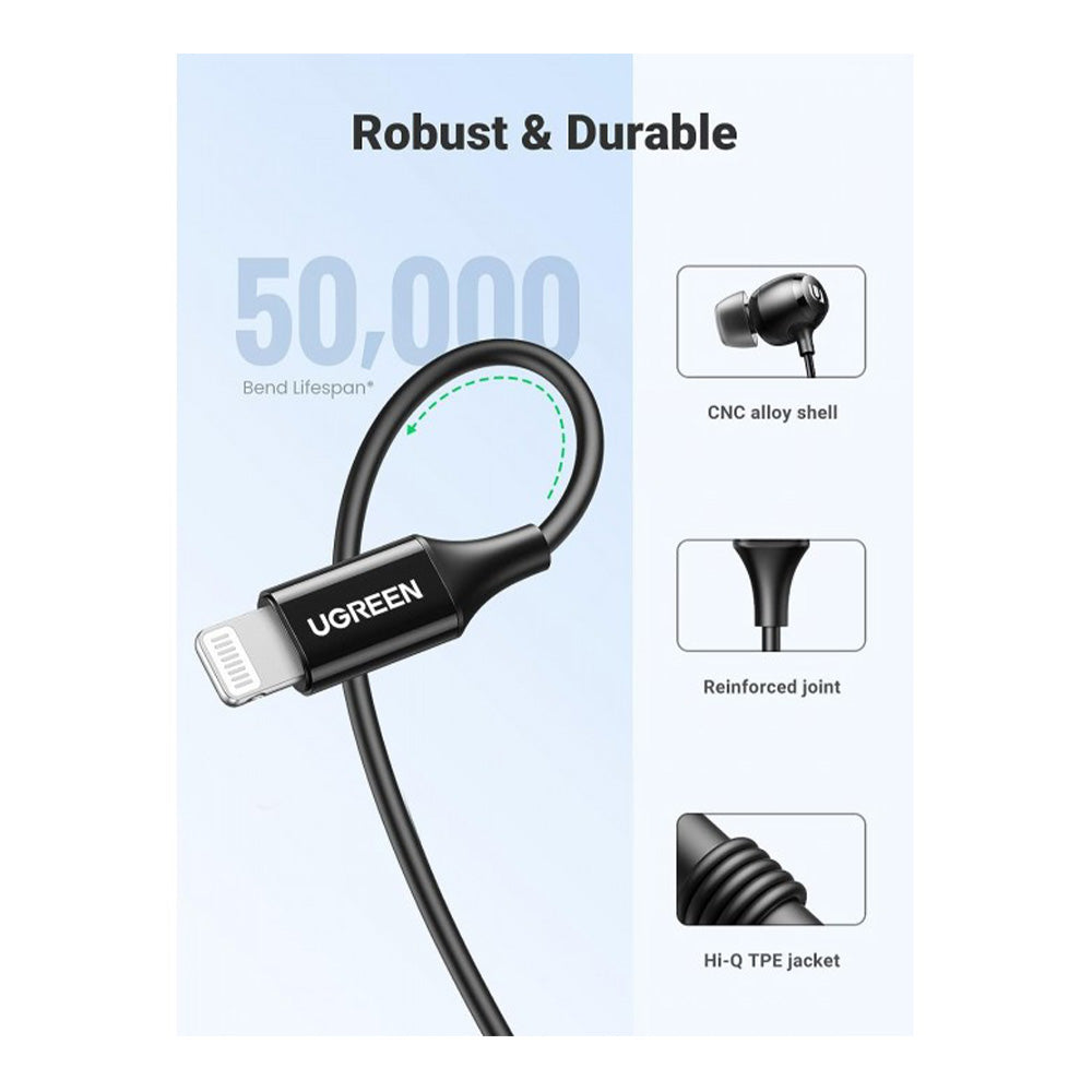 UGREEN MFI Certified Lightning Wired Earphones With Microphone