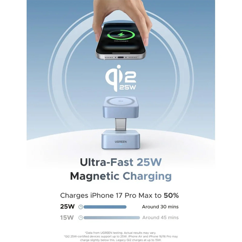 UGREEN Qi2 25W Magflow 2 IN 1 Wireless Charger charging station