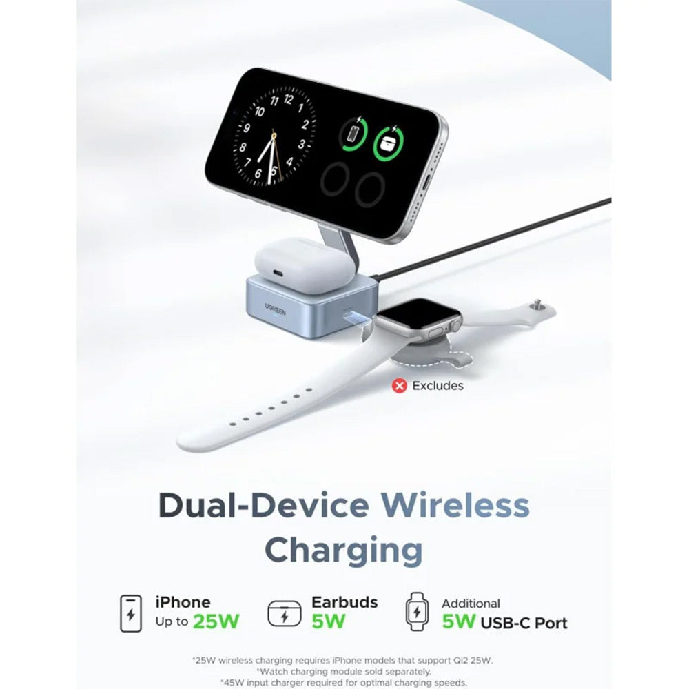 UGREEN Qi2 25W Magflow 2 IN 1 Wireless Charger charging station