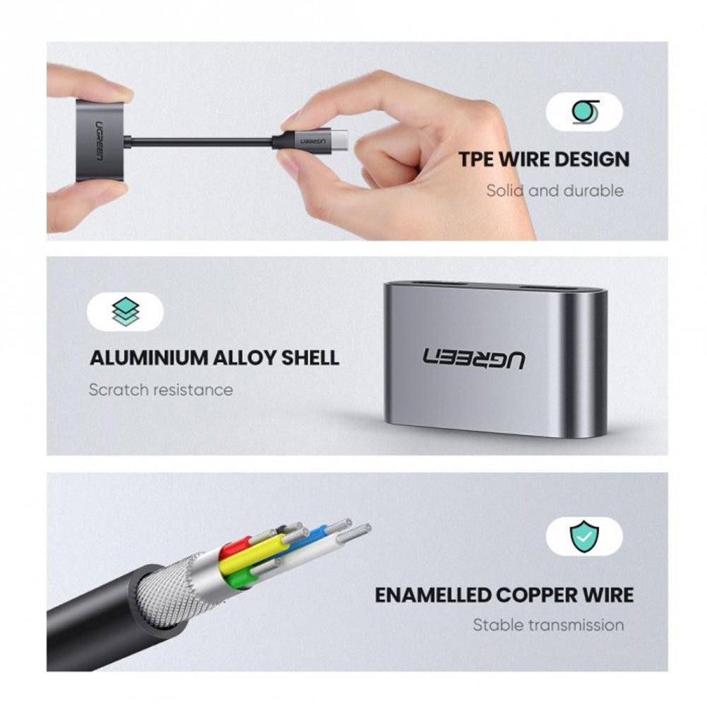 UGREEN 2-in-1 Type-C to Type-C Audio + PD USB-C Charging Adapter