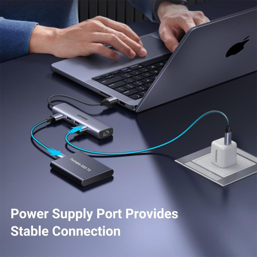 UGREEN USB 3.0 to Ethernet Adapter, 5 in 1 Multiport Hub