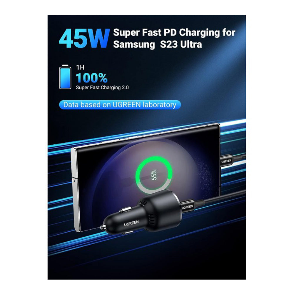 UGREEN 2 Ports Car Charger Adapter USB-C & USB-A 63W