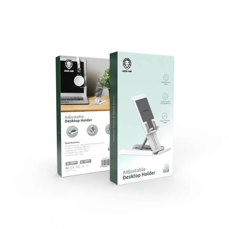 Green Lion Adjustable Desktop Holder - White