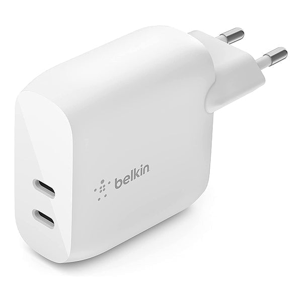 Belkin, WCB006VFWH 40W USB-C PD Home Charger Dual USB-C Ports, 20W Per Port, Power Delivery Charging for iPhone 13, 13 Pro, 13 Pro Max, iPhone 13 mini and Earlier, iPad Pro, Galaxy, and More