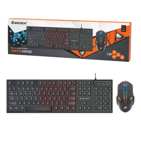 Jertech Keyboard Mouse Combo KM180 EN/AR Wired Black