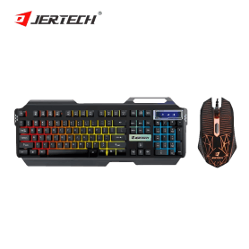 Jertech Keyboard Mouse Combo KM950 EN/AR Wired Gaming Mechanical RGB Black