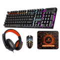 Jertech Set 4 In 1 Keyboard Mouse Headset Mousepad CT4-01 EN Wired Gaming Mechanical Black