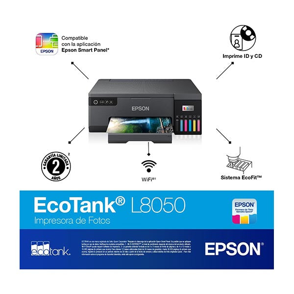 Epson Ecotank L8050 Photo Printer, Color Ink Tank, Wi-Fi Connectivity