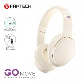 Fantech Headphones Wh03 Go Wireless Headphones, Dual Mode Connection Bt5.0 & 3.5Mm Jack Gaming (Beige)