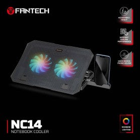 Fantech NC14 Notebook Cooler, efficient cooling performance, height adjustable with phone holder