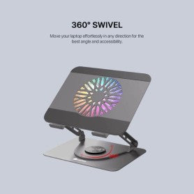 Fantech NC30 Laptop Cooling Stand with Detachable RGB Fan – Adjustable, 360° Swivel, Support up to to 17.3" Laptops