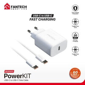 FANTECH Power Kit PK202CC – 20W PD Fast Charging USB-C Charger + 1M USB-C to USB-C Cable