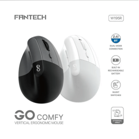FANTECH W195R GO COMFY, Vertical Mouse, Dual Mode Bluetooth & Wireless, Silent Click, Rechargeable Battery
