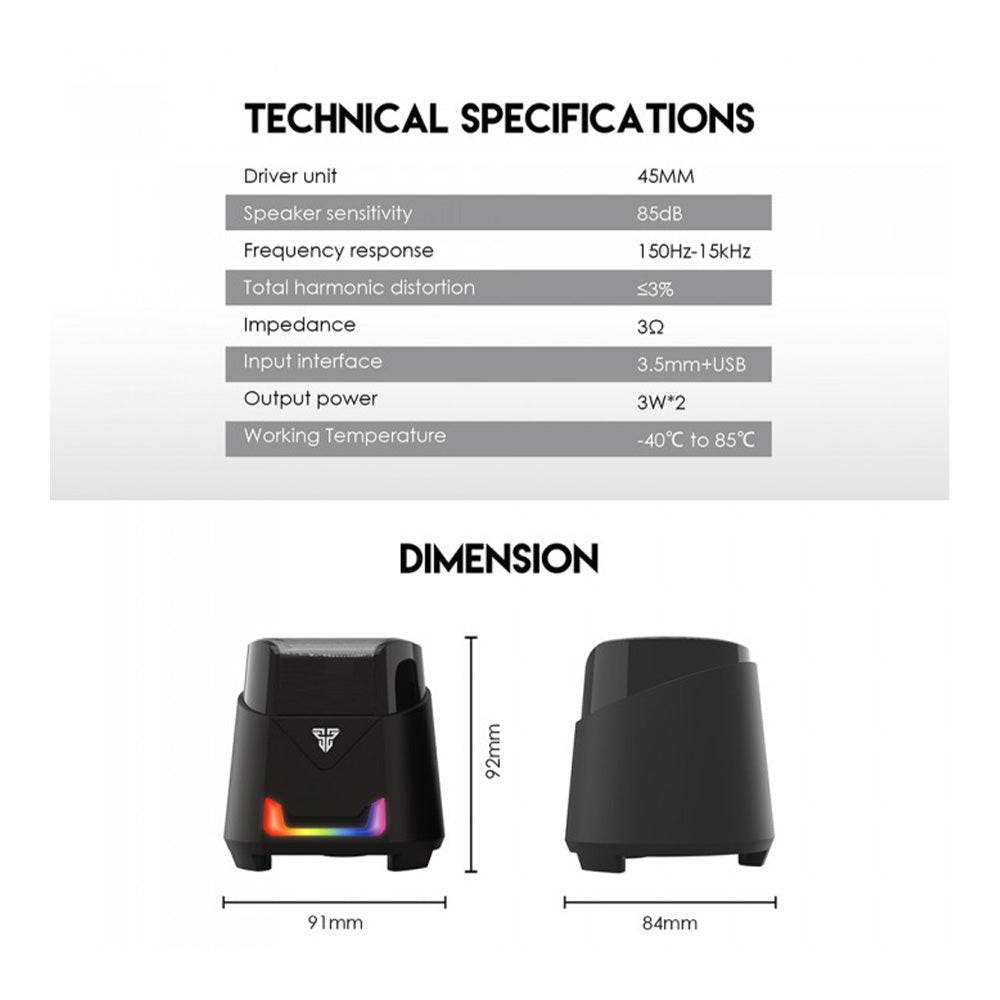 Fantech GS205 HELLSCREAM: USB Powered Gaming & Music Speaker with RGB Lighting