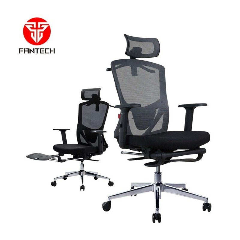 Fantech OC-A259s: Ultimate Comfort & Heavy-Duty Chair with Lumbar Support, Retractable Leg Rest, Metal Base, 2D Armres