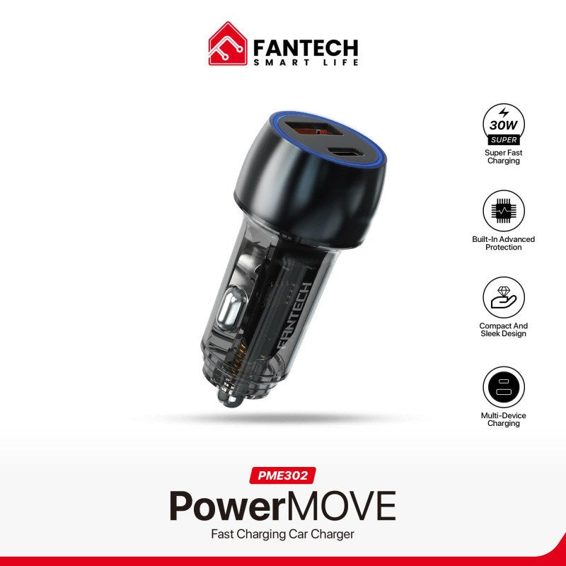 Fantech POWERMOVE PME302 Dual Port Car Charger - Total 45W Power