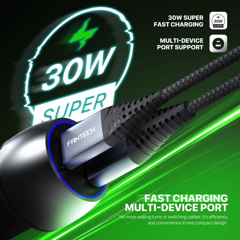 Fantech POWERMOVE PME302 Dual Port Car Charger - Total 45W Power