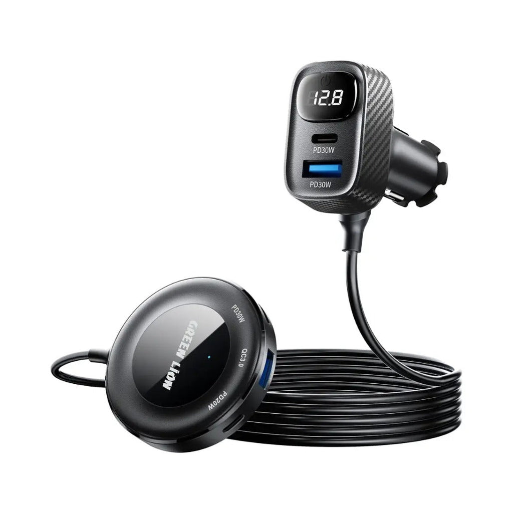 Green Lion 5-In-1 Multiport Car Charger Kit - Black