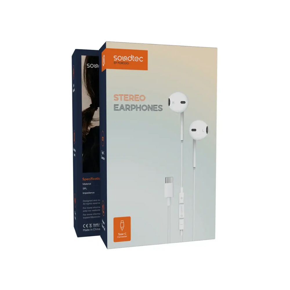 Porodo Soundtec Type-C Earphones 1.2m