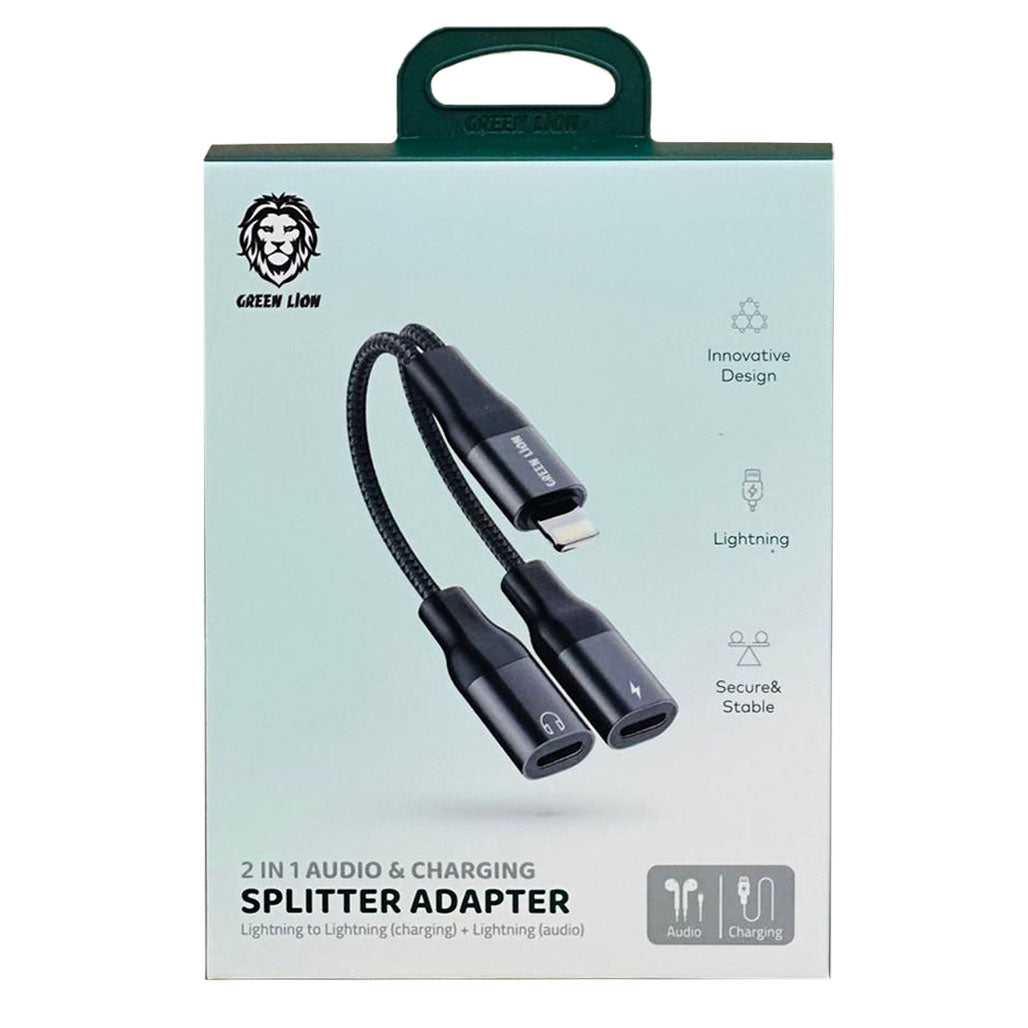Green Lion 2 in 1 Audio & Charge Lightning Adapter