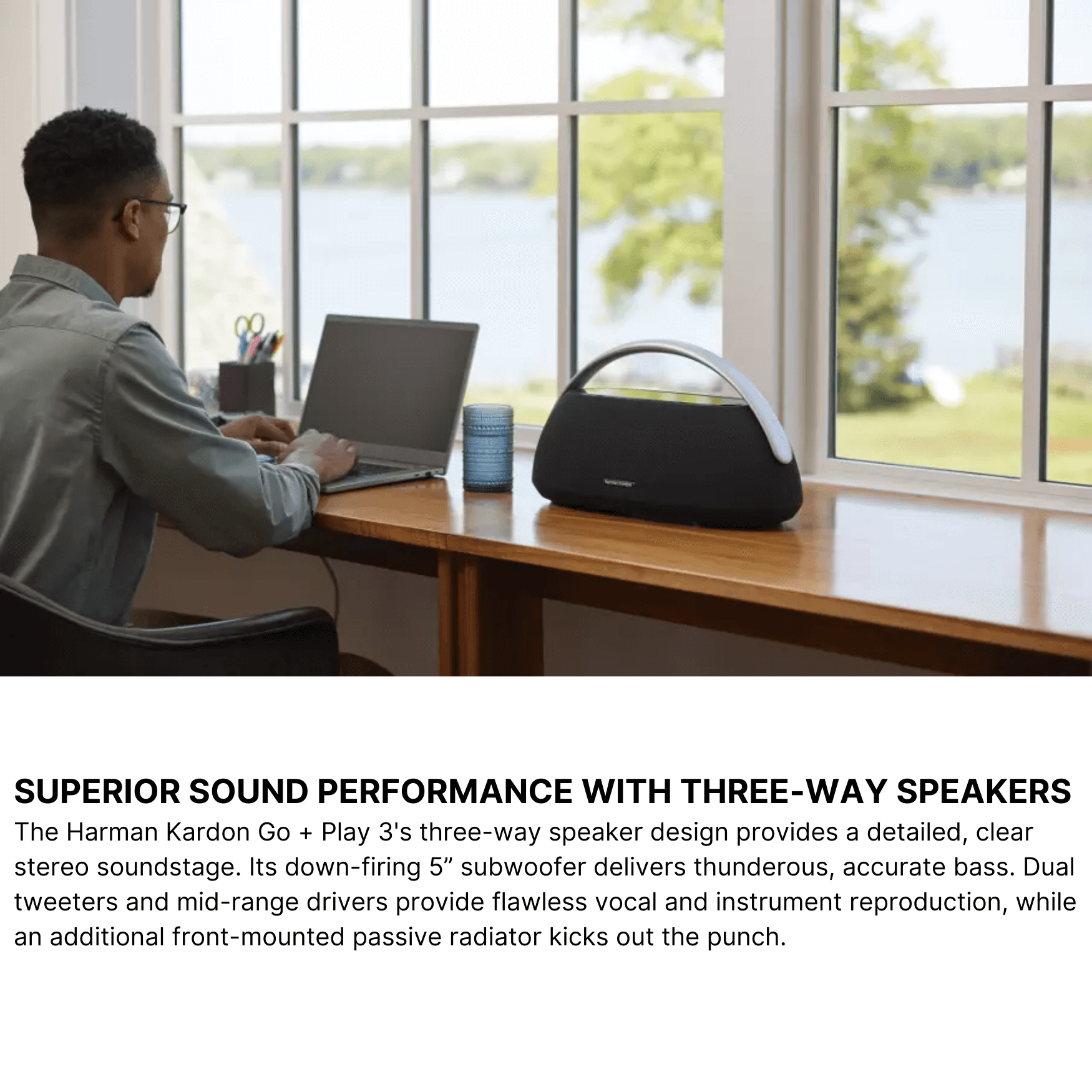 Harman Kardon Go+ Play 3 Wireless Bluetooth Speaker 3-way stereo sound
