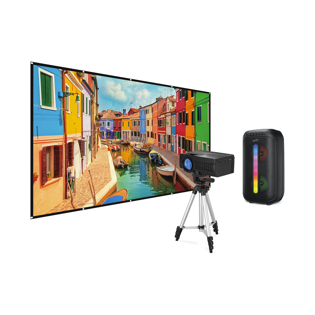Home Theater Projector Kit with Tripod and Bluetooth Speaker