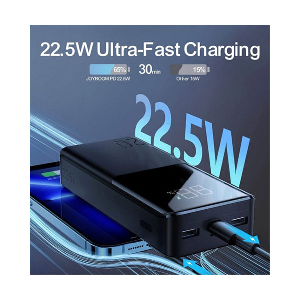 Joyroom, 10,000 mAh 22.5W Super Fast Charging Power Bank, PD 20W Large Power, Support Multiple Fast Charge Protocols, 3 Output Ports, JR-QP191