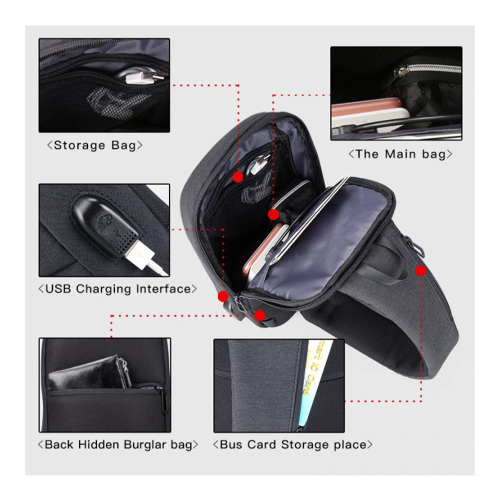 Kingsons Multifunctional Chest Bag Dark Gray | KS3173W