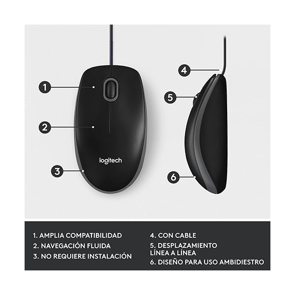 Logitech, M100 Corded Mouse - 910-005003