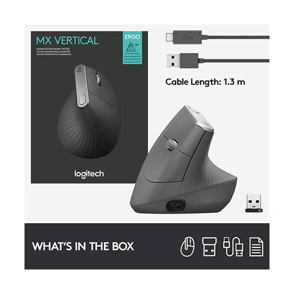 Logitech Wireless Mouse MX Vertical Advanced Ergonomic Mouse - 910-005447